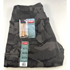 Wrangler Cargo Loose Fit Pants Size‎ 36x30 Gray Camo Skater Utility Grunger NWT
